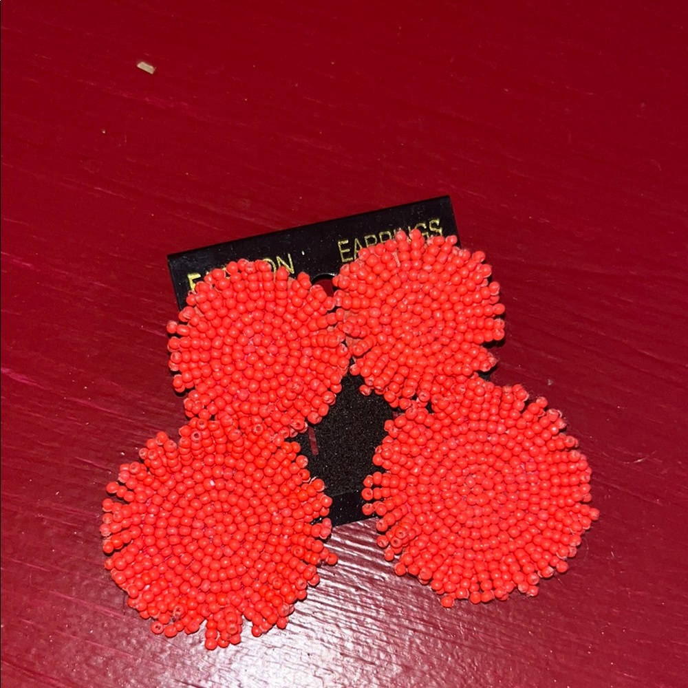 Elegant Red Beaded Earrings